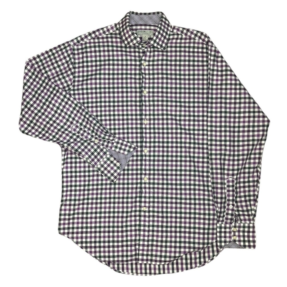 Jack Stone Men's M Red Plaid Flannel Button-Down Long Sleeve Shirt‎